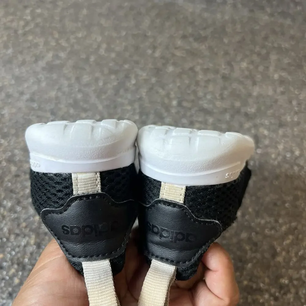 adidas Little Kids Infant Sz 5 Classic Black/White Mesh Sneaker Shoe Slip On Low